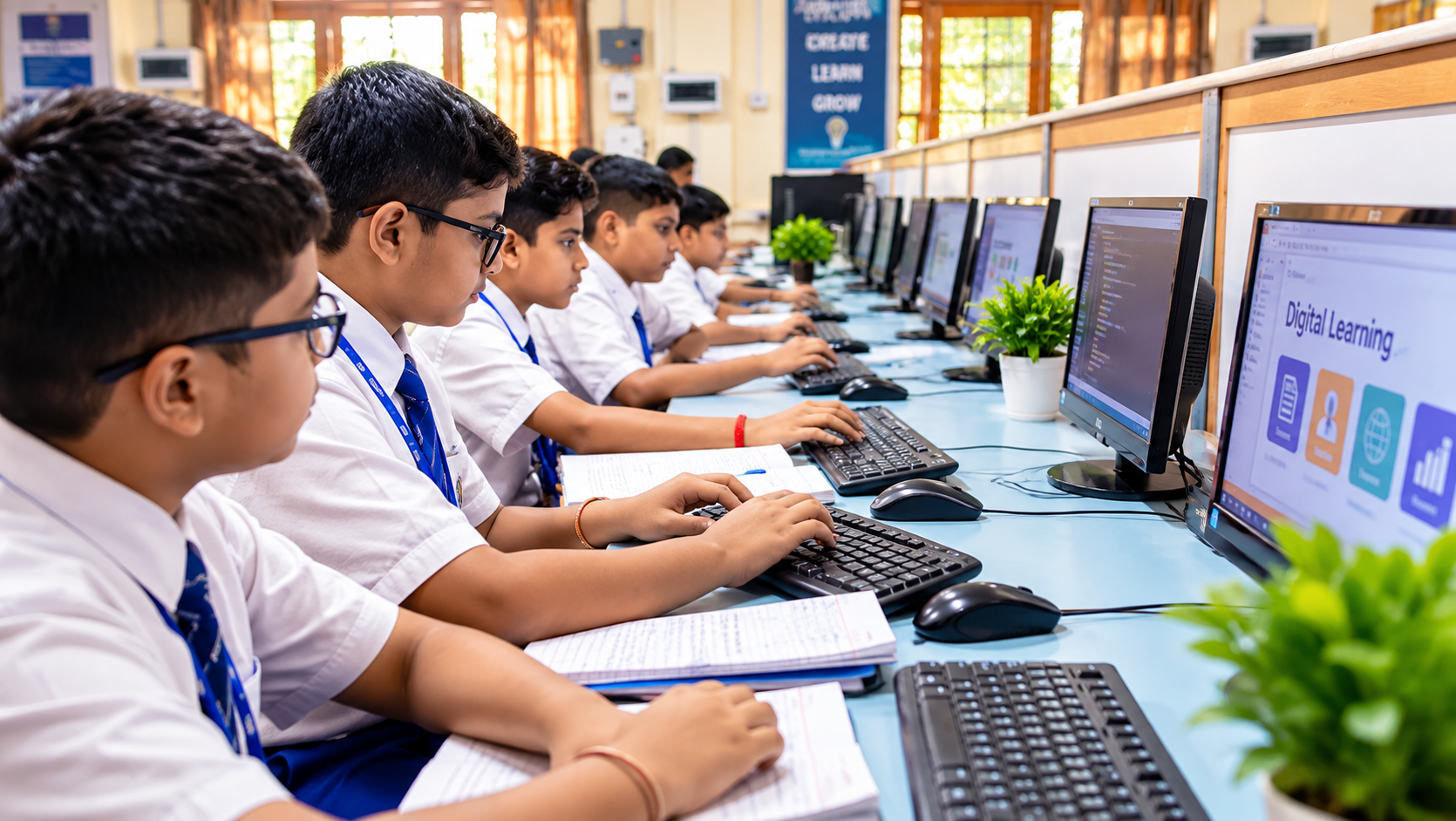Students learning in the computer laboratory