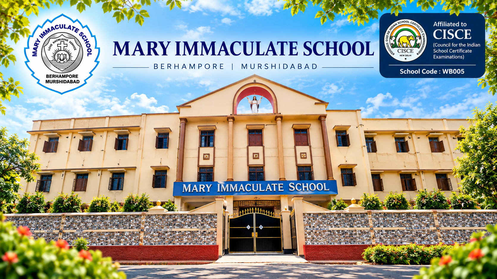 Mary Immaculate School front entrance and CISCE affiliation